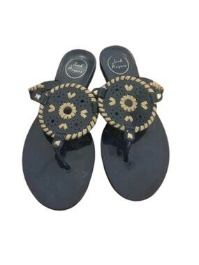 Jack Rogers Jelly Sandals Black/Gold Size 7